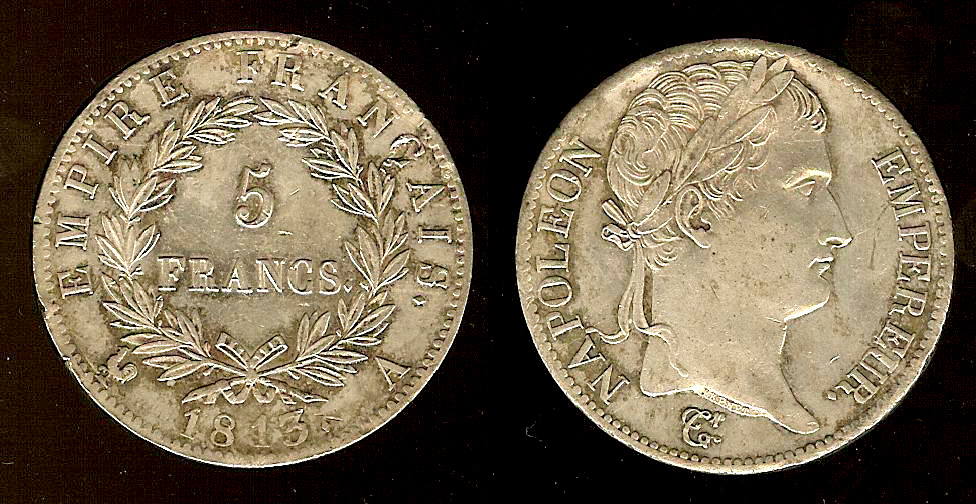 5 francs Napoléon Empereur, Empire français 1813 Paris SUP-